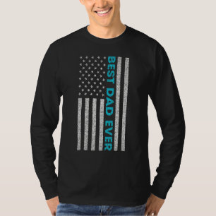 Mens Father's Day Best Dad Ever Usa American Flag  T-Shirt