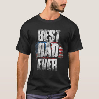 Mens Father's Day Best Dad Ever With US American F T-Shirt