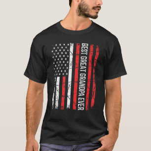 Mens Father's Day Best Great Grandpa Ever With US T-Shirt