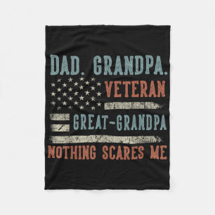 Mens Fathers Day Dad Grandpa Veteran Great Grandpa Fleece Blanket