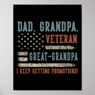 Mens Fathers Day Dad Grandpa Veteran Great Grandpa Poster