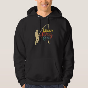 Mens  Father's Day Dad Vintage Lucky Fishing Hoodie