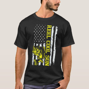 Mens Father's Day Fishing Usa Flag America T-Shirt