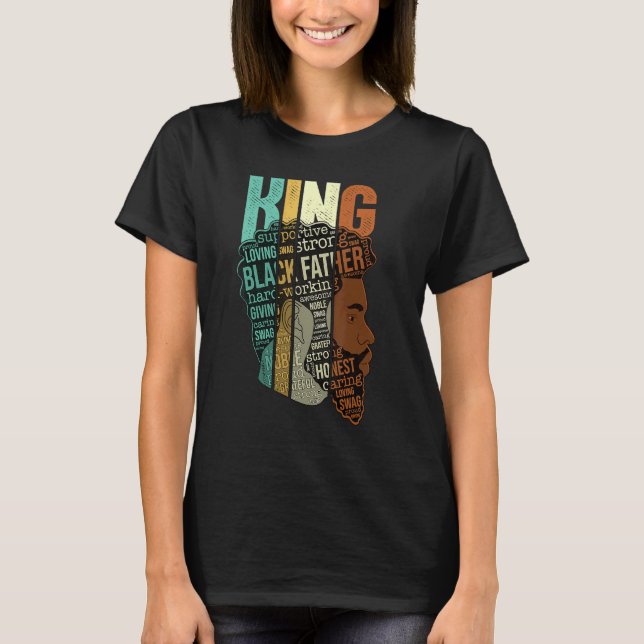 Mens Fathers Day for Dad Strong Black King African T-Shirt (Front)