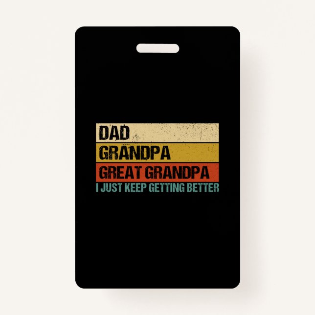 Mens Fathers Day Gift from Grandkids Dad Grandpa ID Badge (Front)