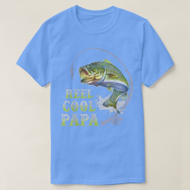 Mens Fathers Day Gift Funny Fishing Reel Cool Papa T-Shirt (Design Front)