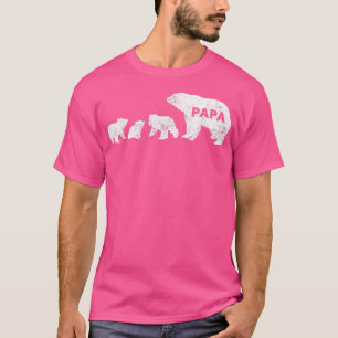 Mens Fathers Day Papa Bear T Shirt with Three Cubs