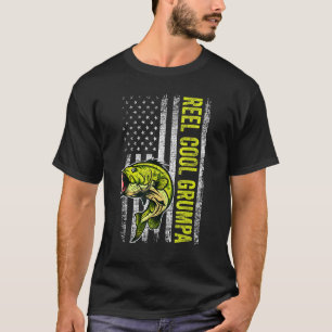Mens Father's Day  Reel Cool Grumpa Fish American  T-Shirt