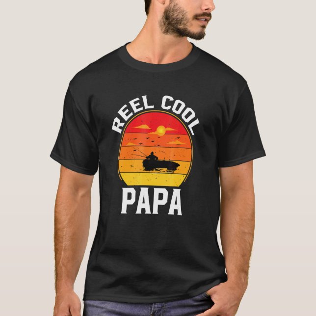 Mens Father's Day Reel Cool Papa Funny Fishing Dad T-Shirt (Front)