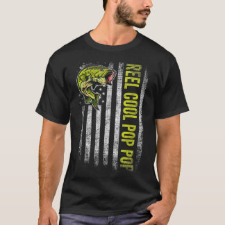 Mens Father's Day Reel Cool Pop Pop Fish American T-Shirt
