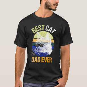 Mens Fathers Day Vintage Best Cat Dad Ever T-Shirt