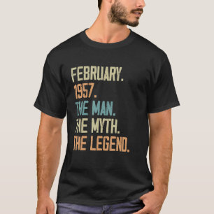 Mens February 1957 Man Myth Legend Birthday  66 Ye T-Shirt