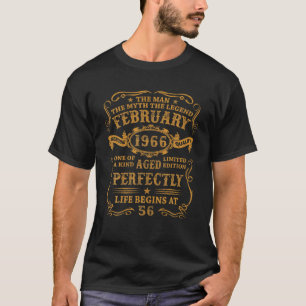 Mens February 1966 The Man Myth Legend 56 Year Old T-Shirt