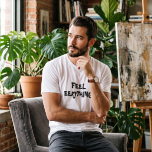 Men's Feel Everything White Tee Minimalist Casua