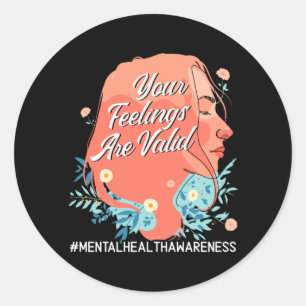 Mens Feelings Are Valid Mental Health Awareness Classic Round Sticker