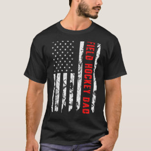 Mens Field Hockey Dad American Flag Patriotic Hock T-Shirt