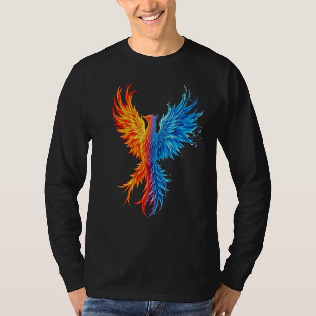 Men's "Fire and Ice" Phoenix Rising Long Sleeve T-Shirt (Front)
