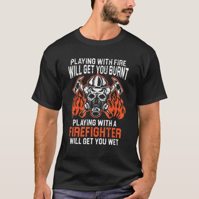 Mens Firefighting Fireman Firefighter Fire Rescue  T-Shirt (Front)