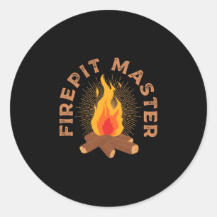 Mens firepit master camping campfire camper fire classic round sticker