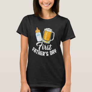 Mens First Fathers Day Beer Baby Bottle Dad Daddy  T-Shirt