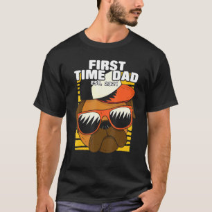 Mens First Time Dad Est 2021 Dog Pug With Sunglass T-Shirt