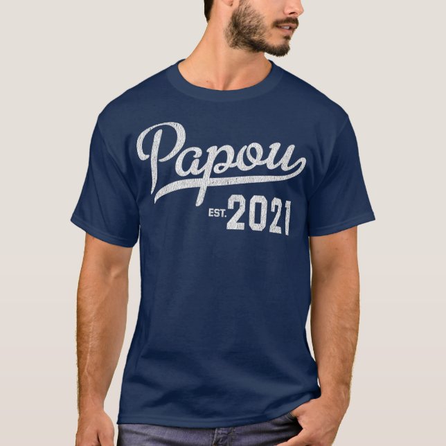 Mens First Time Papou 2021 Greek Grandpa Baby T-Shirt (Front)