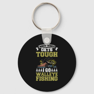 Mens fish hunting sauger angler walleye fisherman key ring