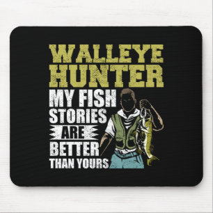 Mens fish hunting sauger angler walleye fisherman mouse pad
