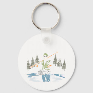 Mens fish hunting walleye fisherman sauger angler key ring