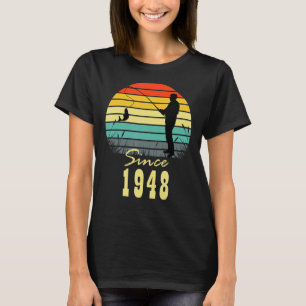 Mens Fishing 75th Birthday Since 1948 Sunset Fishe T-Shirt