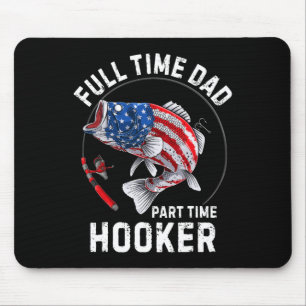 Mens Fishing American Flag Vintage Full Time Dad P Mouse Pad