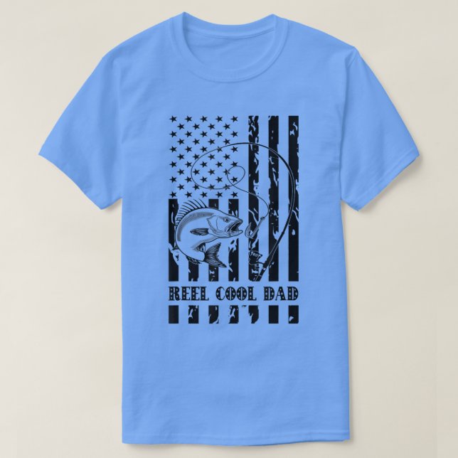 Mens Fishing Gear For Dad Birthday, Reel Cool Dad  T-Shirt (Design Front)