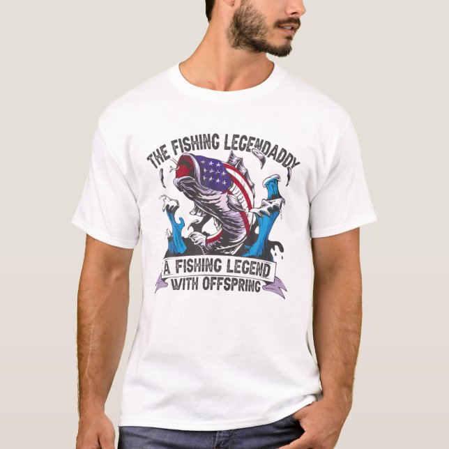 Mens Fishing Legend With Offspring American Flag F T-Shirt (Front)