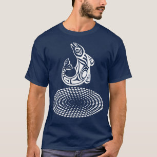 Mens Fishing Salmon Jumping Graphic Design T-Shirt