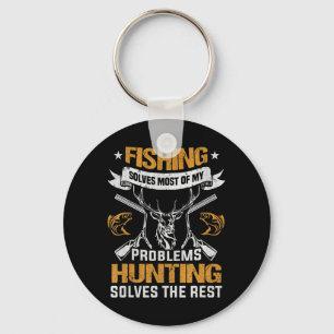 Mens Fishing Solves Most Of My Problems Deer Hunti Key Ring