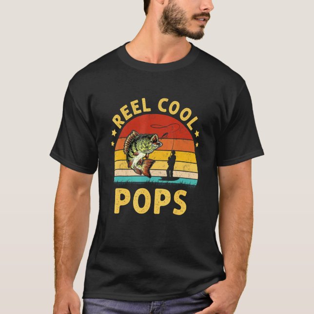 Mens Fishing Tee Vintage Reel Cool Pops (Front)