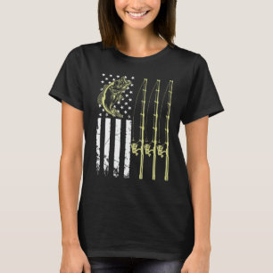 Mens Fishing Us Camouflage Usa Flag Bass Fish Fish T-Shirt