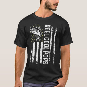 Mens Fishing Usa Flag Reel Cool Pops For Daddy Hus T-Shirt
