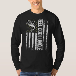 Mens Fishing Usa Flag Reel Cool Uncle For Daddy Hu T-Shirt