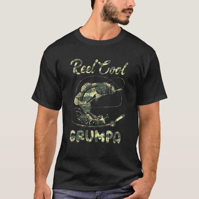 Mens Flag Camo Reel Cool Grumpa Funny Fathers Day T-Shirt (Front)