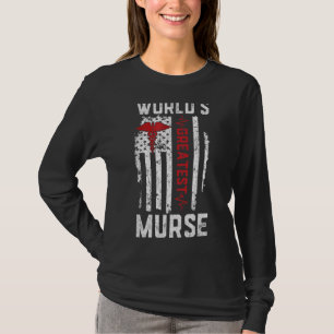 Mens Flag World's Greatest Nurse Murse Father Bear T-Shirt