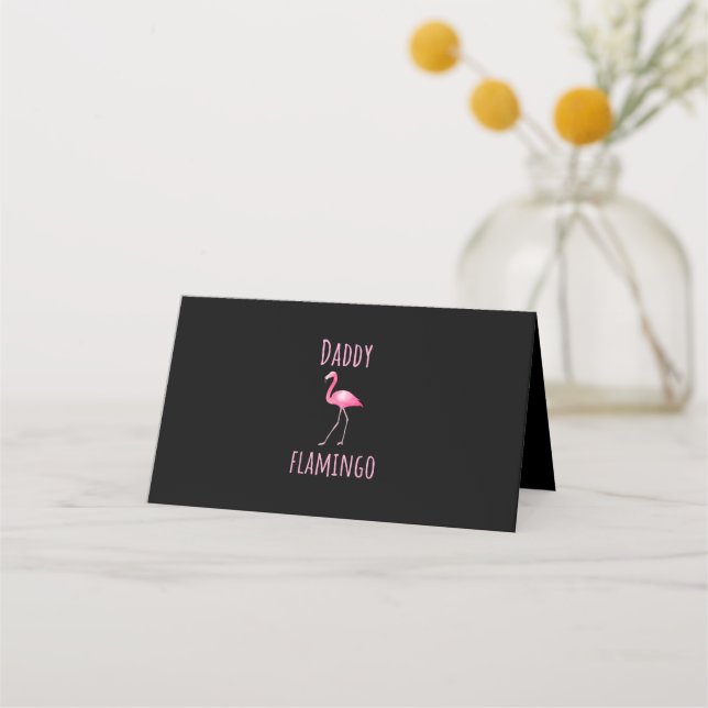 Mens Flamingo Gift Daddy Flamingo Summer Pink Bird Place Card (Front)