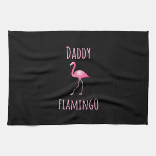 Mens Flamingo Gift Daddy Flamingo Summer Pink Bird Tea Towel