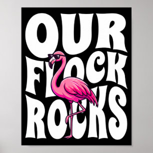 Mens flock rocks pink bird flamingo family poster