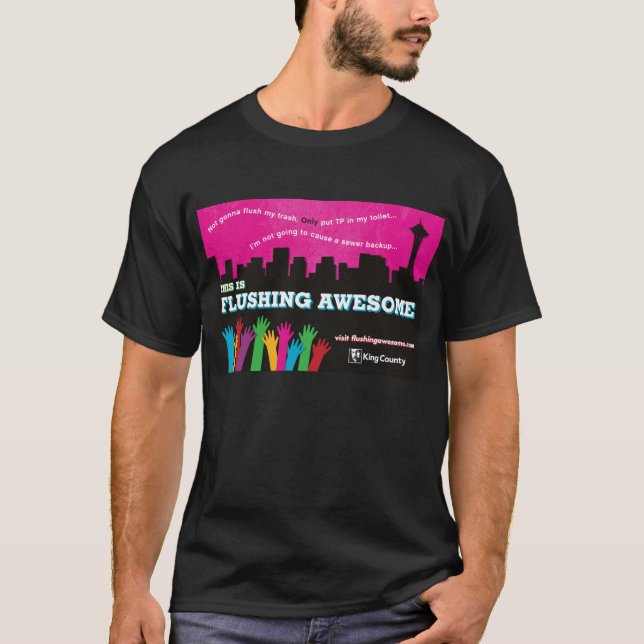 Mens Flushing Awesome T-Shirt Black (Front)