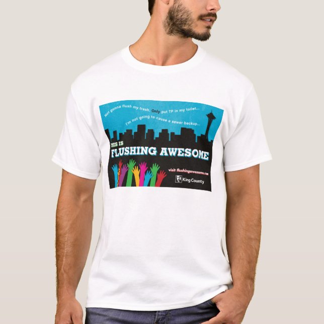 Men's Flushing Awesome T-Shirt White (Front)