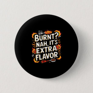 Mens food lover burnt extra flavour retro chef 6 cm round badge