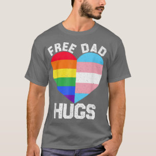 Mens Free Dad Hugs Heart Pride LGBT Rainbow Flag F T-Shirt