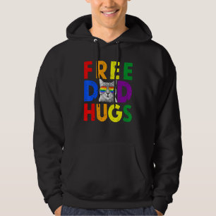 Mens Free Dad Hugs Purride Proud Ally Cat Rainbow  Hoodie