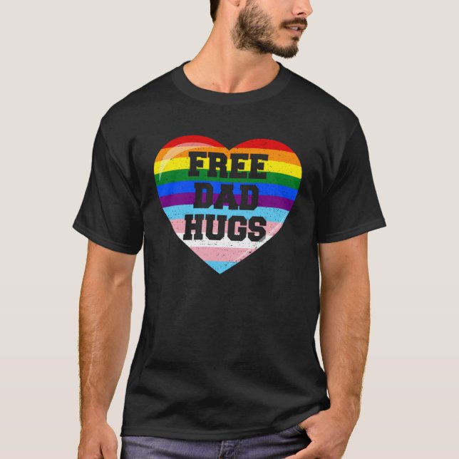 Mens Free Dad Hugs Trans LGBT Supports Gay Pride M T-Shirt (Front)